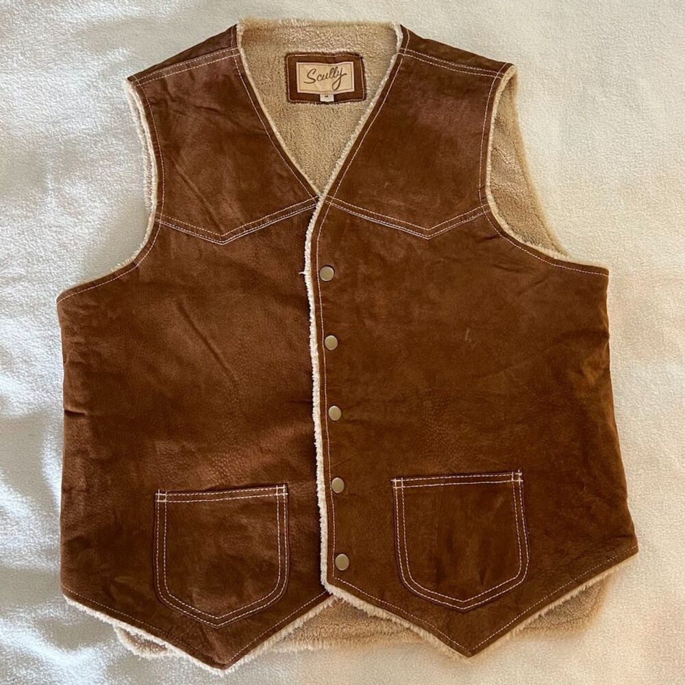 Scully Men's Western Style Vest Style 82 Leather Mid Brown, Size M